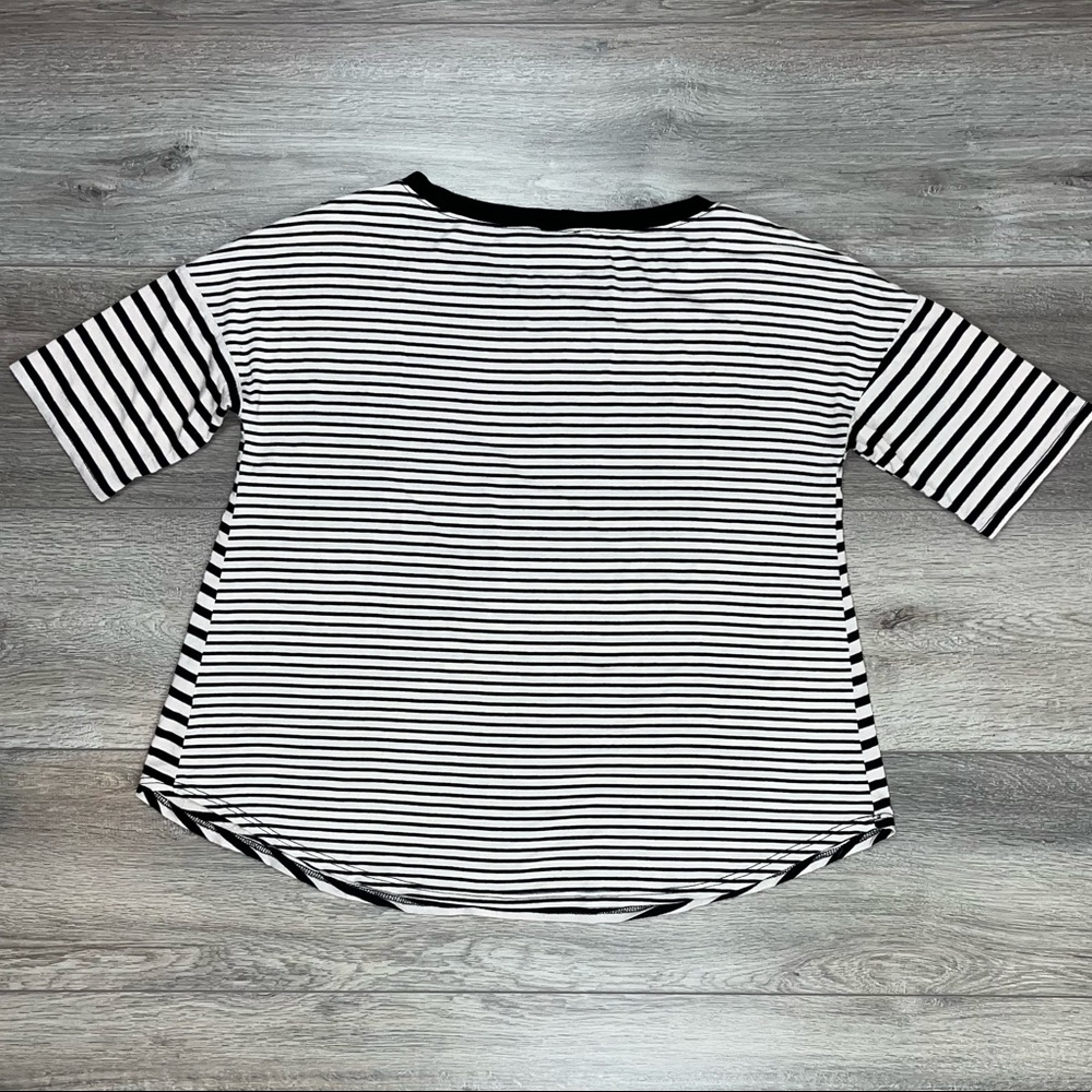 Sparkle & Fade Striped Elbow Sleeve Shirt Small Black Cream - Picture 5 of 13